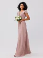 A-Line/Princess Chiffon Ruffles V-neck Sleeveless Sweep/Brush Train Bridesmaid Dresses