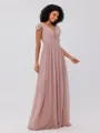 A-Line/Princess Chiffon Ruffles V-neck Sleeveless Sweep/Brush Train Bridesmaid Dresses