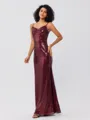 Sheath/Column Sequins Ruched Spaghetti Straps Sleeveless Floor-Length Bridesmaid Dresses