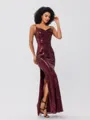 Sheath/Column Sequins Ruched Spaghetti Straps Sleeveless Floor-Length Bridesmaid Dresses