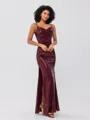 Sheath/Column Sequins Ruched Spaghetti Straps Sleeveless Floor-Length Bridesmaid Dresses
