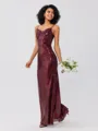 Sheath/Column Sequins Ruched Spaghetti Straps Sleeveless Floor-Length Bridesmaid Dresses