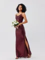 Sheath/Column Sequins Ruched Spaghetti Straps Sleeveless Floor-Length Bridesmaid Dresses