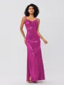 Sheath/Column Sequins Ruched Spaghetti Straps Sleeveless Floor-Length Bridesmaid Dresses