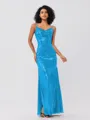 Sheath/Column Sequins Ruched Spaghetti Straps Sleeveless Floor-Length Bridesmaid Dresses