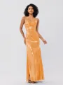 Sheath/Column Sequins Ruched Spaghetti Straps Sleeveless Floor-Length Bridesmaid Dresses