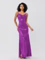 Sheath/Column Sequins Ruched Spaghetti Straps Sleeveless Floor-Length Bridesmaid Dresses