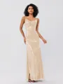 Sheath/Column Sequins Ruched Spaghetti Straps Sleeveless Floor-Length Bridesmaid Dresses