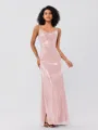 Sheath/Column Sequins Ruched Spaghetti Straps Sleeveless Floor-Length Bridesmaid Dresses