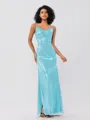 Sheath/Column Sequins Ruched Spaghetti Straps Sleeveless Floor-Length Bridesmaid Dresses