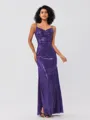 Sheath/Column Sequins Ruched Spaghetti Straps Sleeveless Floor-Length Bridesmaid Dresses