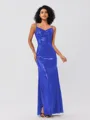 Sheath/Column Sequins Ruched Spaghetti Straps Sleeveless Floor-Length Bridesmaid Dresses
