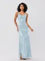 Sheath/Column Sequins Ruched Spaghetti Straps Sleeveless Floor-Length Bridesmaid Dresses