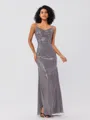 Sheath/Column Sequins Ruched Spaghetti Straps Sleeveless Floor-Length Bridesmaid Dresses