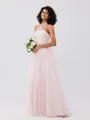 A-Line/Princess Tulle Ruffles Halter Sleeveless Floor-Length Bridesmaid Dresses