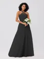 A-Line/Princess Tulle Ruffles Halter Sleeveless Floor-Length Bridesmaid Dresses