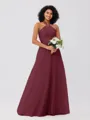A-Line/Princess Tulle Ruffles Halter Sleeveless Floor-Length Bridesmaid Dresses