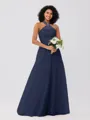 A-Line/Princess Tulle Ruffles Halter Sleeveless Floor-Length Bridesmaid Dresses
