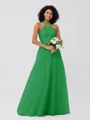 A-Line/Princess Tulle Ruffles Halter Sleeveless Floor-Length Bridesmaid Dresses