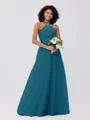 A-Line/Princess Tulle Ruffles Halter Sleeveless Floor-Length Bridesmaid Dresses