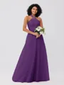 A-Line/Princess Tulle Ruffles Halter Sleeveless Floor-Length Bridesmaid Dresses