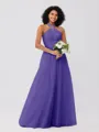 A-Line/Princess Tulle Ruffles Halter Sleeveless Floor-Length Bridesmaid Dresses