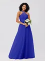 A-Line/Princess Tulle Ruffles Halter Sleeveless Floor-Length Bridesmaid Dresses