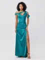 Sheath/Column Charmeuse Ruched One-Shoulder Sleeveless Floor-Length Bridesmaid Dresses