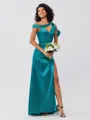 Sheath/Column Charmeuse Ruched One-Shoulder Sleeveless Floor-Length Bridesmaid Dresses