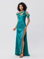 Sheath/Column Charmeuse Ruched One-Shoulder Sleeveless Floor-Length Bridesmaid Dresses