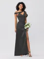 Sheath/Column Charmeuse Ruched One-Shoulder Sleeveless Floor-Length Bridesmaid Dresses