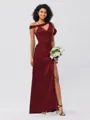 Sheath/Column Charmeuse Ruched One-Shoulder Sleeveless Floor-Length Bridesmaid Dresses