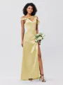 Sheath/Column Charmeuse Ruched One-Shoulder Sleeveless Floor-Length Bridesmaid Dresses