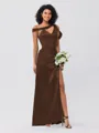 Sheath/Column Charmeuse Ruched One-Shoulder Sleeveless Floor-Length Bridesmaid Dresses