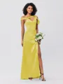 Sheath/Column Charmeuse Ruched One-Shoulder Sleeveless Floor-Length Bridesmaid Dresses