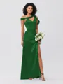 Sheath/Column Charmeuse Ruched One-Shoulder Sleeveless Floor-Length Bridesmaid Dresses