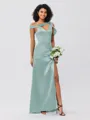 Sheath/Column Charmeuse Ruched One-Shoulder Sleeveless Floor-Length Bridesmaid Dresses