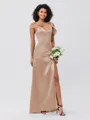 Sheath/Column Charmeuse Ruched One-Shoulder Sleeveless Floor-Length Bridesmaid Dresses
