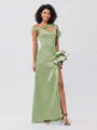 Sheath/Column Charmeuse Ruched One-Shoulder Sleeveless Floor-Length Bridesmaid Dresses