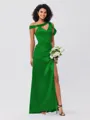 Sheath/Column Charmeuse Ruched One-Shoulder Sleeveless Floor-Length Bridesmaid Dresses