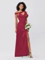 Sheath/Column Charmeuse Ruched One-Shoulder Sleeveless Floor-Length Bridesmaid Dresses