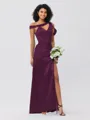 Sheath/Column Charmeuse Ruched One-Shoulder Sleeveless Floor-Length Bridesmaid Dresses