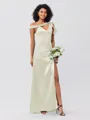 Sheath/Column Charmeuse Ruched One-Shoulder Sleeveless Floor-Length Bridesmaid Dresses