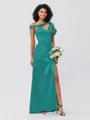 Sheath/Column Charmeuse Ruched One-Shoulder Sleeveless Floor-Length Bridesmaid Dresses