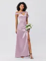 Sheath/Column Charmeuse Ruched One-Shoulder Sleeveless Floor-Length Bridesmaid Dresses
