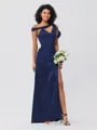 Sheath/Column Charmeuse Ruched One-Shoulder Sleeveless Floor-Length Bridesmaid Dresses
