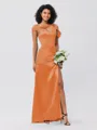 Sheath/Column Charmeuse Ruched One-Shoulder Sleeveless Floor-Length Bridesmaid Dresses