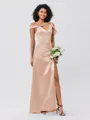 Sheath/Column Charmeuse Ruched One-Shoulder Sleeveless Floor-Length Bridesmaid Dresses