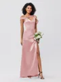 Sheath/Column Charmeuse Ruched One-Shoulder Sleeveless Floor-Length Bridesmaid Dresses