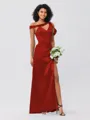 Sheath/Column Charmeuse Ruched One-Shoulder Sleeveless Floor-Length Bridesmaid Dresses